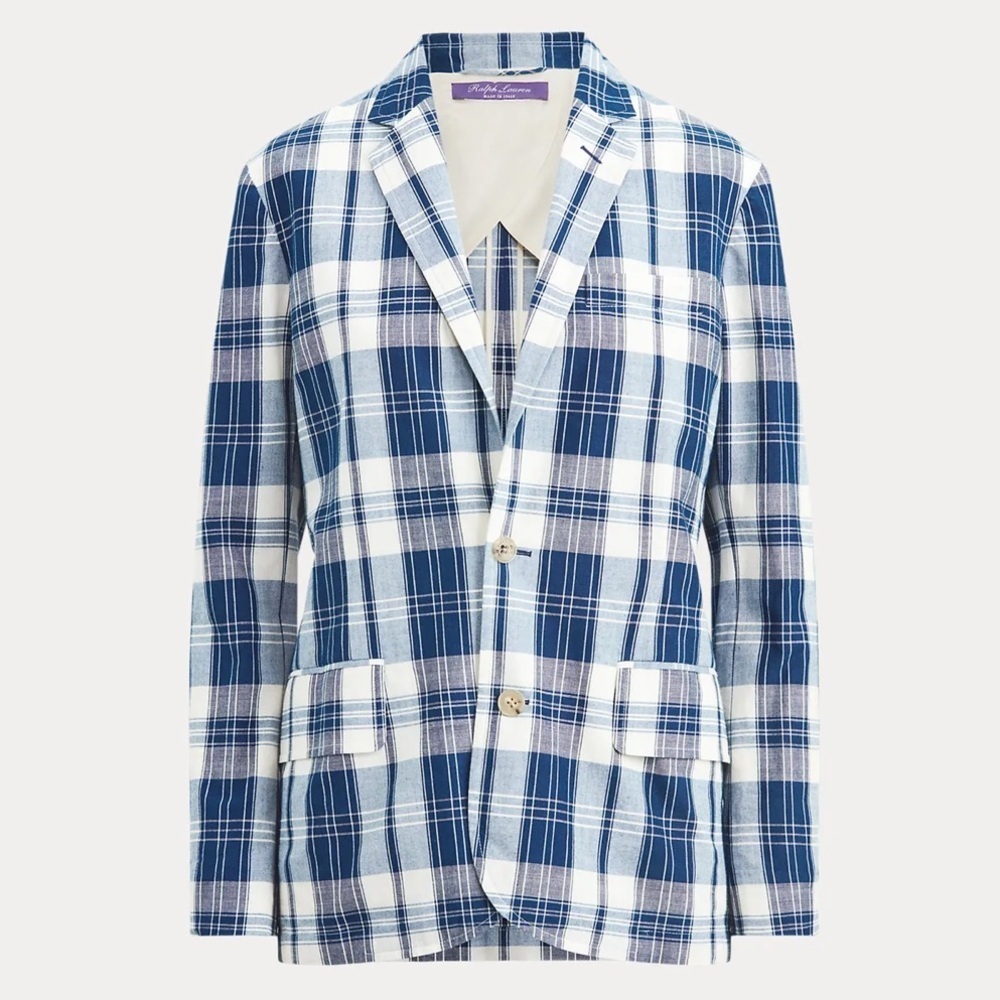 Ralph Lauren Collection Ruthie Plaid Cotton Madras Jacket Blazer size 12 NWT